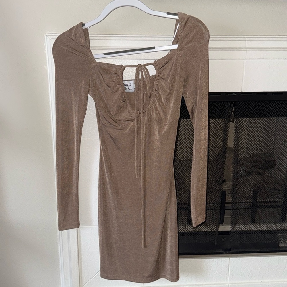 Princess Polly Brown/Beige Shimmer Dress Size 4